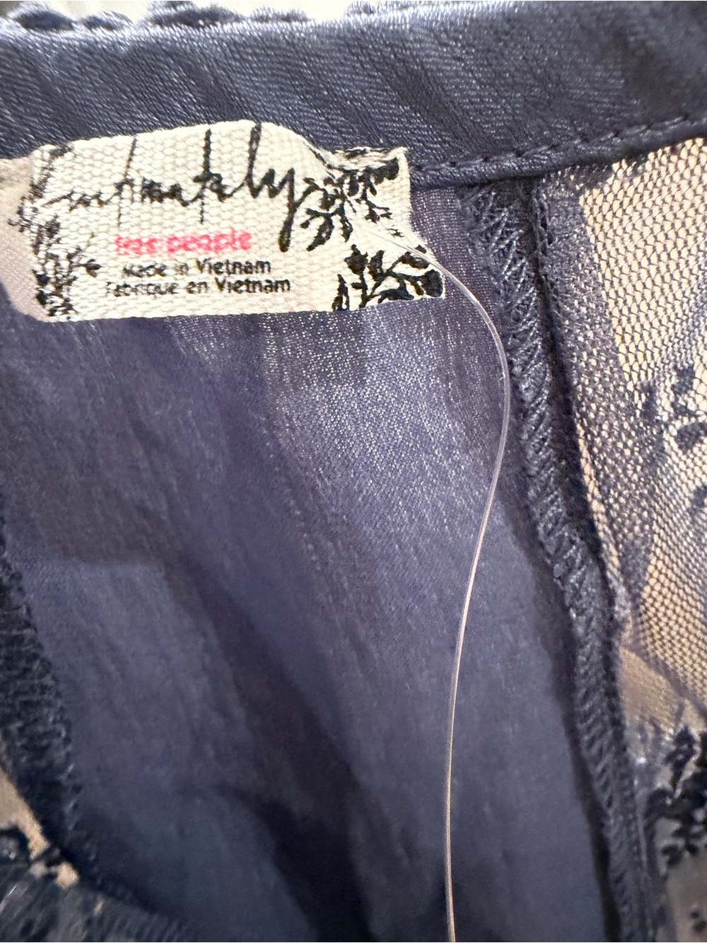 Free People Navy Blue Lace Chemise